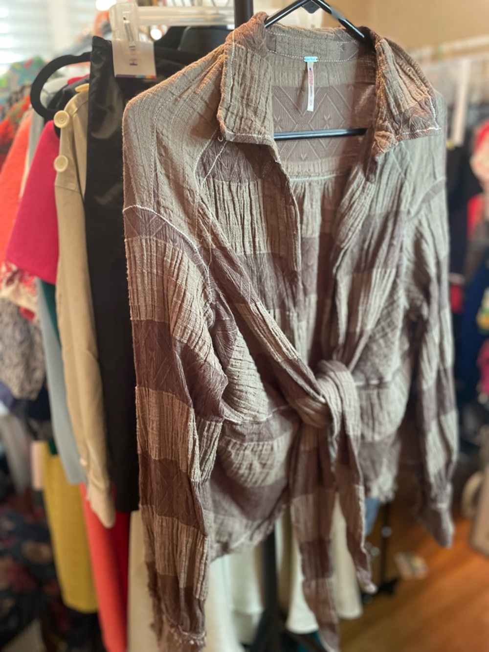 Free People Textured Tie-Front Women's Top